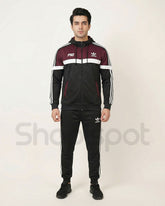 Black and maroon tracksuit with Adidas logo