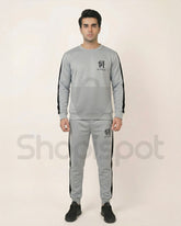 Gray tracksuit with black accents
