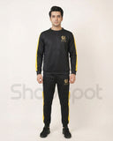 Black and yellow tracksuit with brand logo