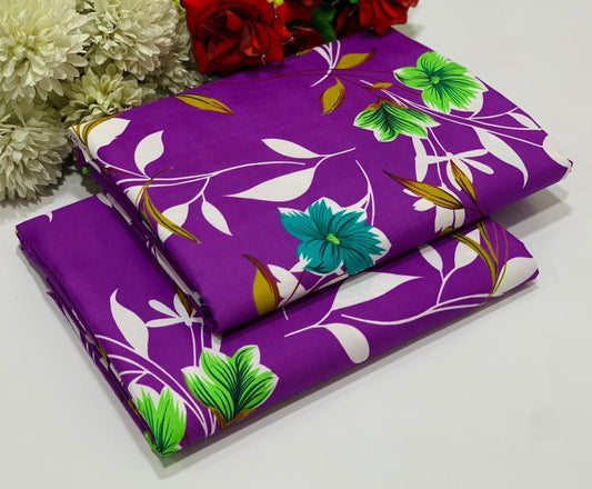 Beautiful Floral Print available in 3 Colours (Purple, Red & Grey)-Digital Print Micro Polo Cotton 2 Piece-50% off