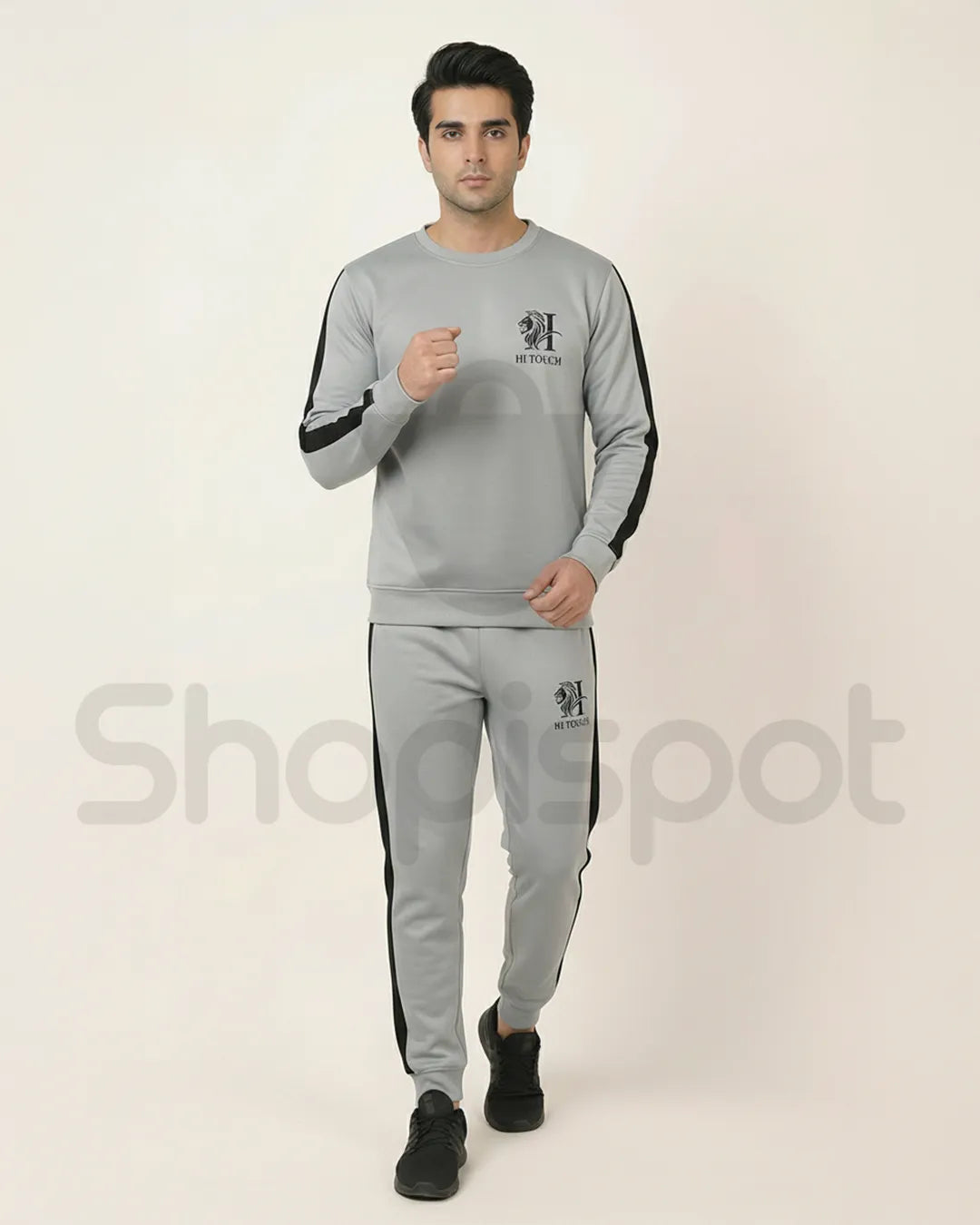 Gray tracksuit with black accents