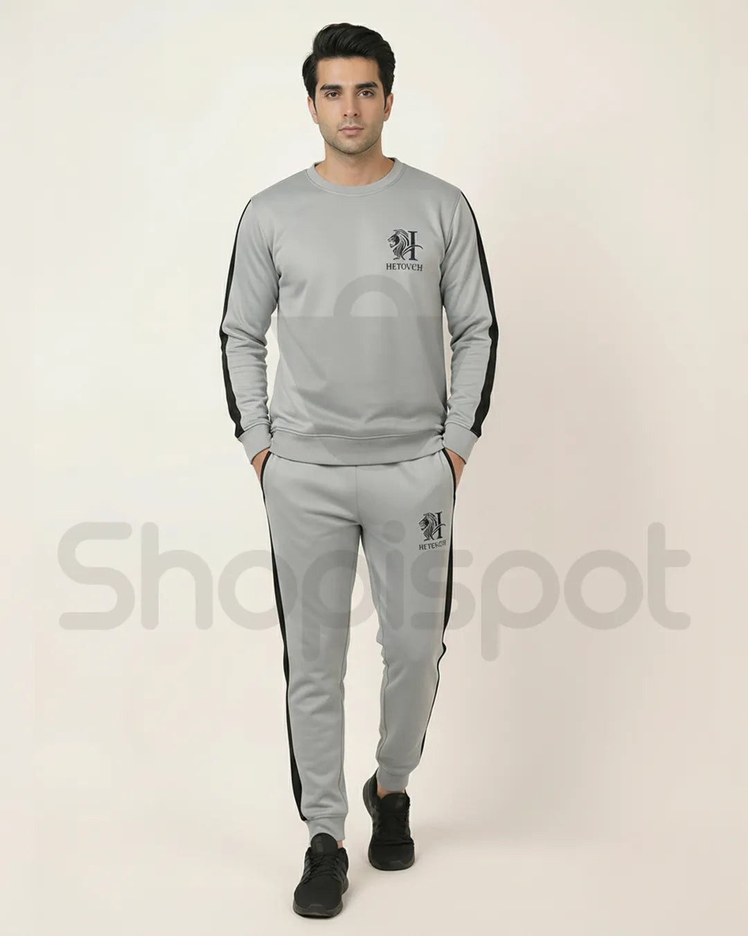 Gray tracksuit with black accents