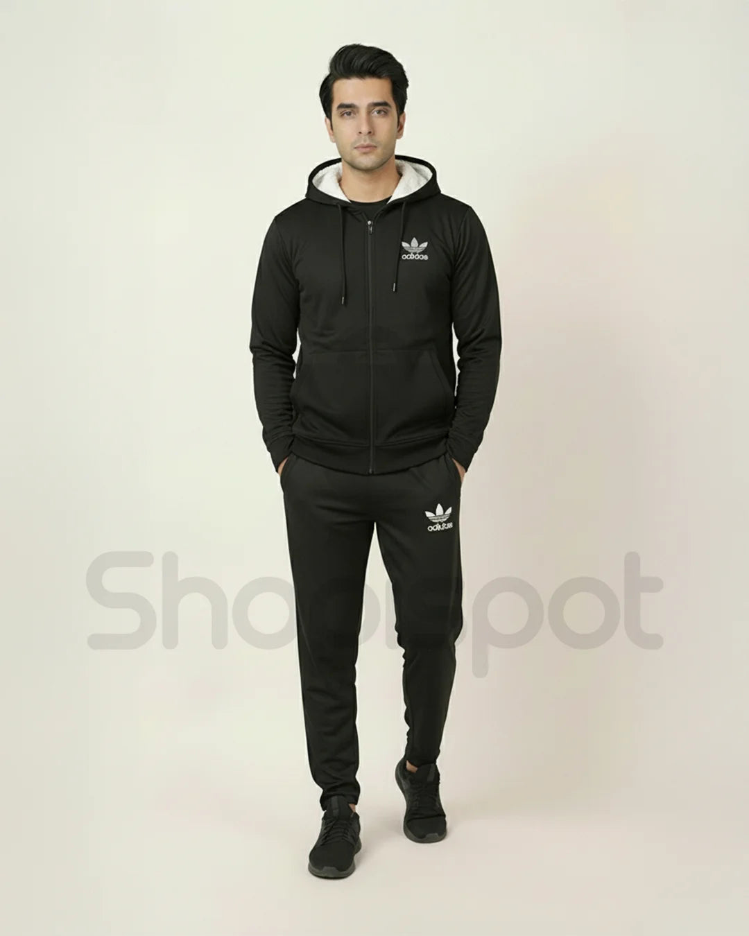 Black Premium Winter Fleece Tracksuit for Men