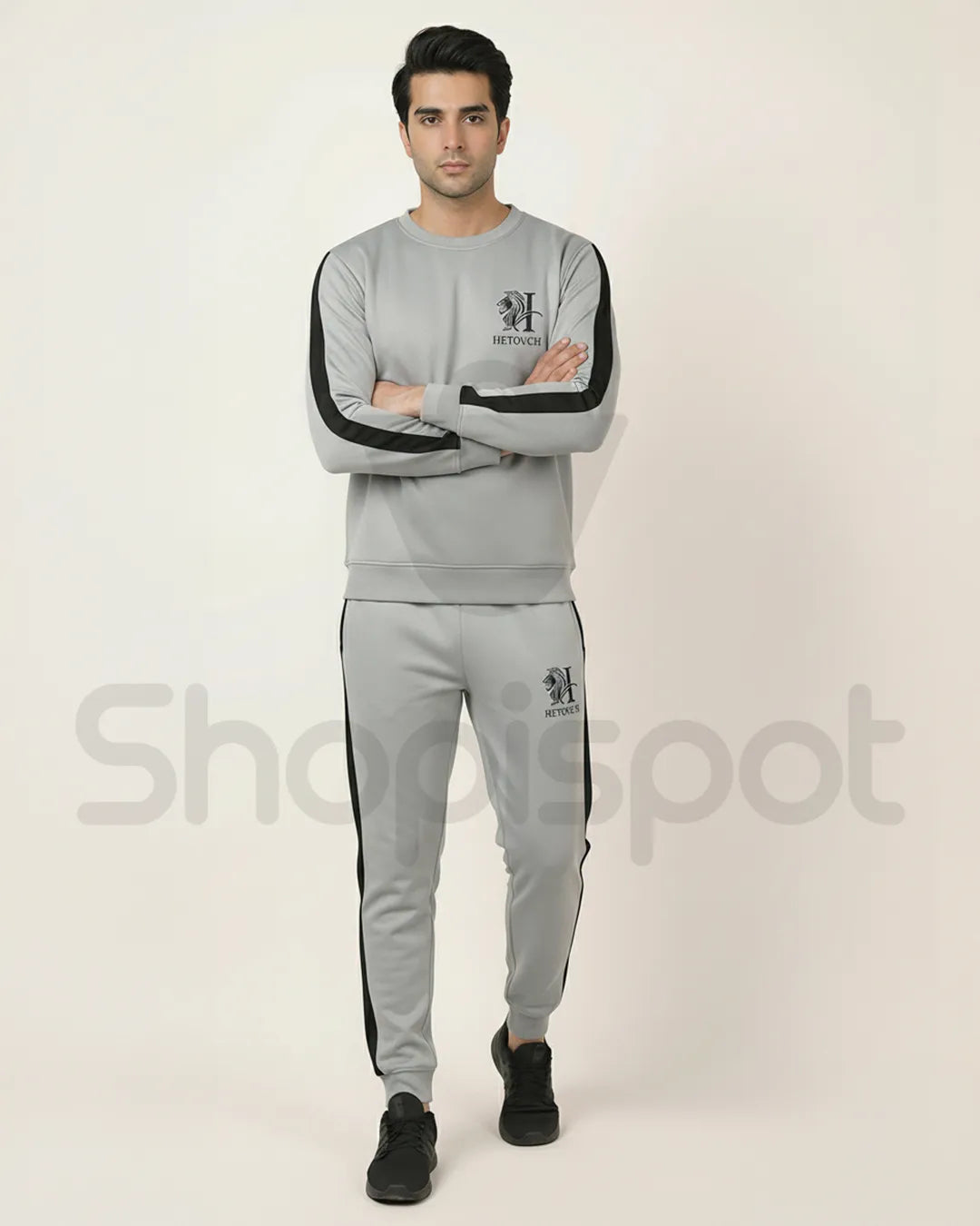 Gray tracksuit with black accents