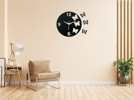 3D Wooden Fly Design Wall Clock for Home, Hall, and Office Decor