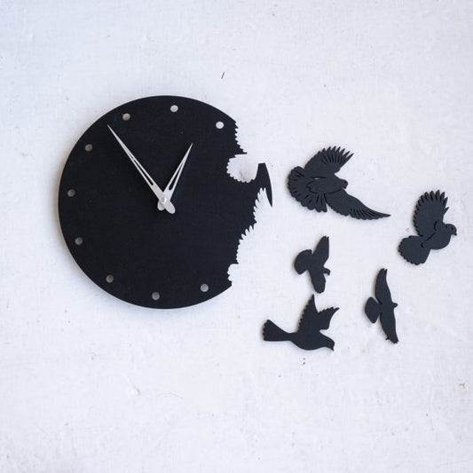 3D Wooden Bird Wall Clock – Elegant Home Décor Accent