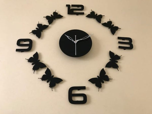 3D Butterfly Shaped Wooden Wall Clock