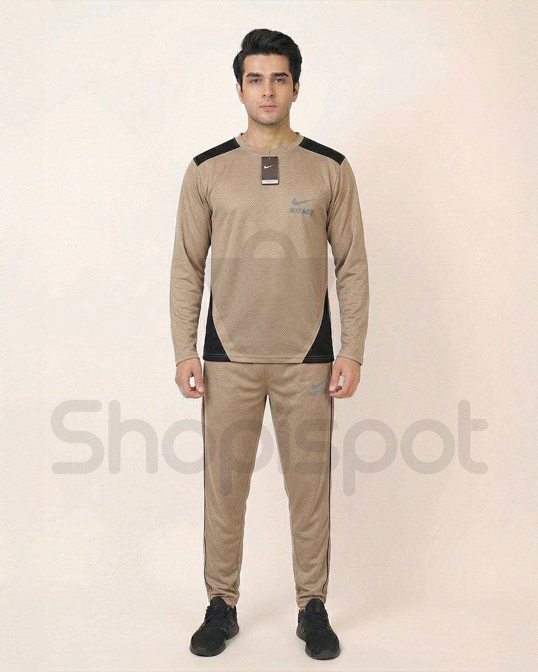 Beige Tracksuit with black Accents