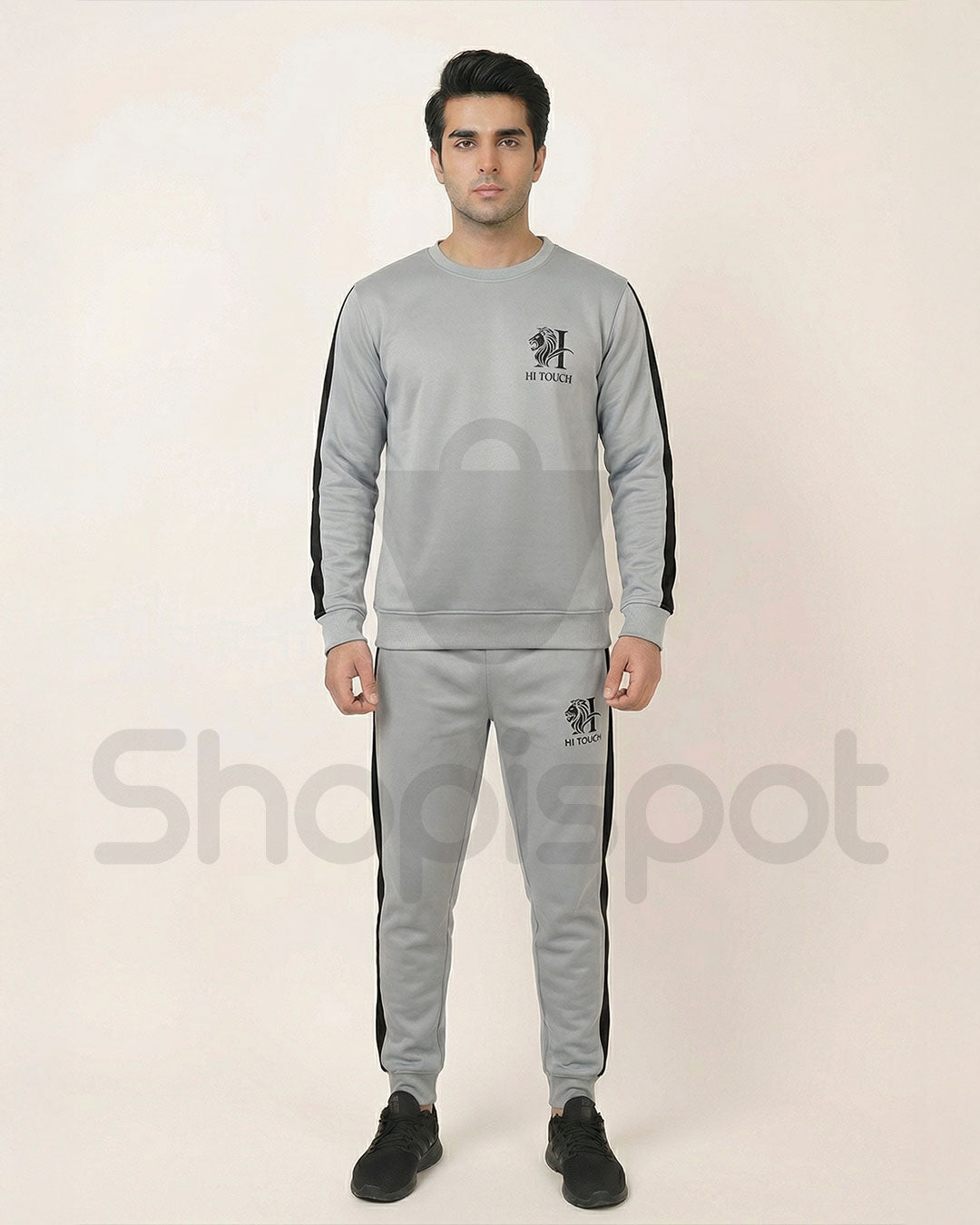 Gray tracksuit with black accents