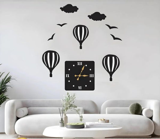 Air Balloon Eagle 3D Wooden Wall Clock for Home Decor