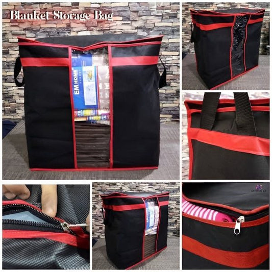 High-Quality Black Storage Blanket Organizer Bag