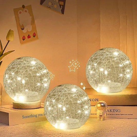 Globe Ball LED Lamp | Battery-Operated Lighted Glass Orb for Christmas Festival Decoration | Gold Mercury Glass Ball Light