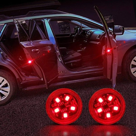 (Pack of 2) Wireless Car Door Red LED Flash Alarm Lights – Automatic Strobe Warning Set for Anti-Collision