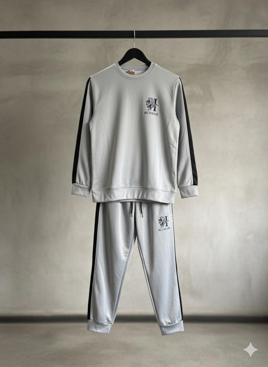 Gray tracksuit with black accents