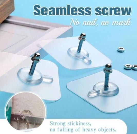 Self-Adhesive Wall Screws | Durable Sticky Hanging Nails | No-Drill Wall Mount Hooks