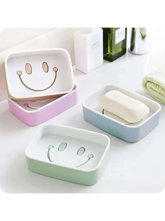 Smiley Double-Layer Drain Soap Holder – Wall-Mounted Soap Dish (Random Color)